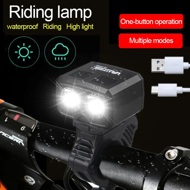 USB Rechargeable Bicycle Light Front Handlebar Cycling Flashlight Safety Warning Bike Taillight Waterproof Torch Bike Headlight