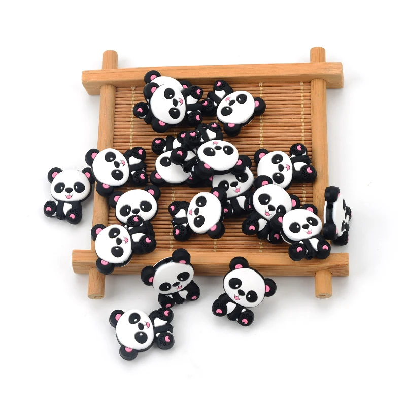 Panda Silicone Beads 5pcs/lot BPA Free  Baby Teething Bead For DIY Jewelry Making Chewable Baby Teething Gift