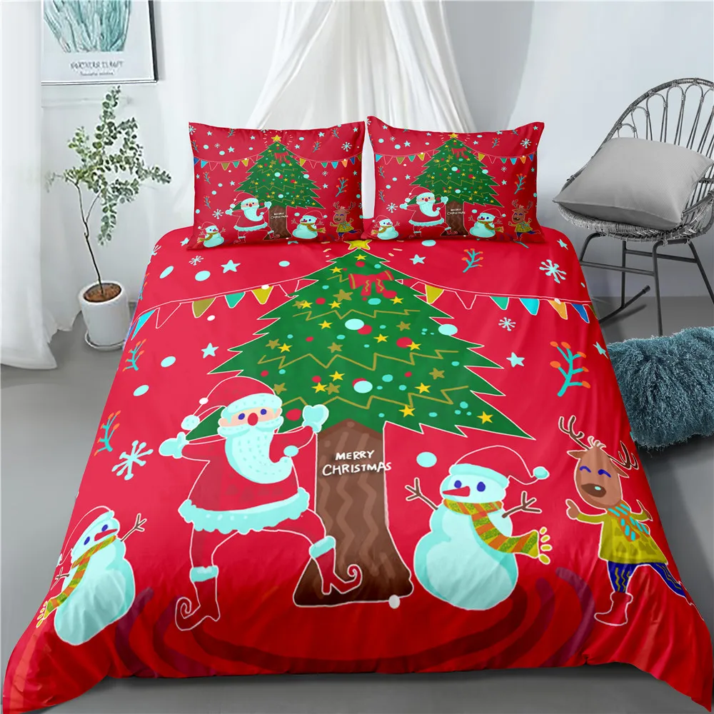 

Yi Chu Xin cartoon Christmas Bedding Set kids Duvet Cover with Pillowcase Child's gift bed set 2/3 Pcs twin queen double