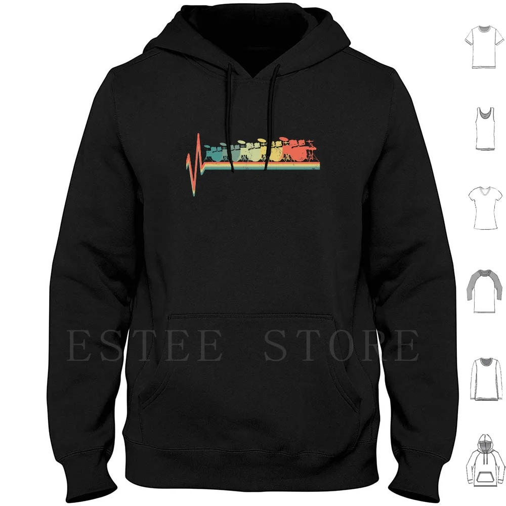 Drums Hoodies Drums Drummer Band Member Musician Drumming Playing Musical Instrument Heartbeat