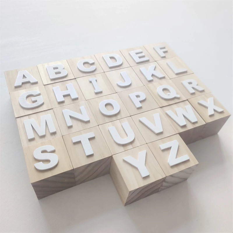 6x6x6CM Wooden ABC Blocks Wooden Baby Alphabet Letters Building Cubes Preschool Learning Toys Toddlers Gift Photography Props
