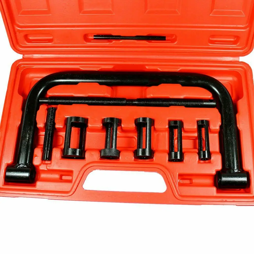 10pcs Valve Spring Removal Tool with Solid C Clamp, 5pcs Collet Pusher Adapters for Motorcycle, ATV, Car, Small Engine Vehicle