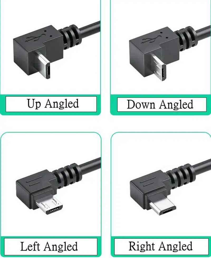 5M 3M Up Down Left Right Angled 90 Degree USB Micro USB Male to USB male Data Charge 2A connector Cable 25cm 50cm for Tablet 5ft