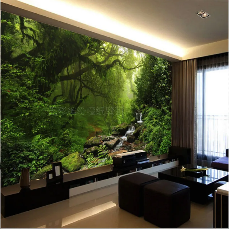 Custom 3D Photo Wallpaper Natural Sunlight Green Forest Landscape Wall Paper for Walls 3D Living Room Bedroom Background Murals