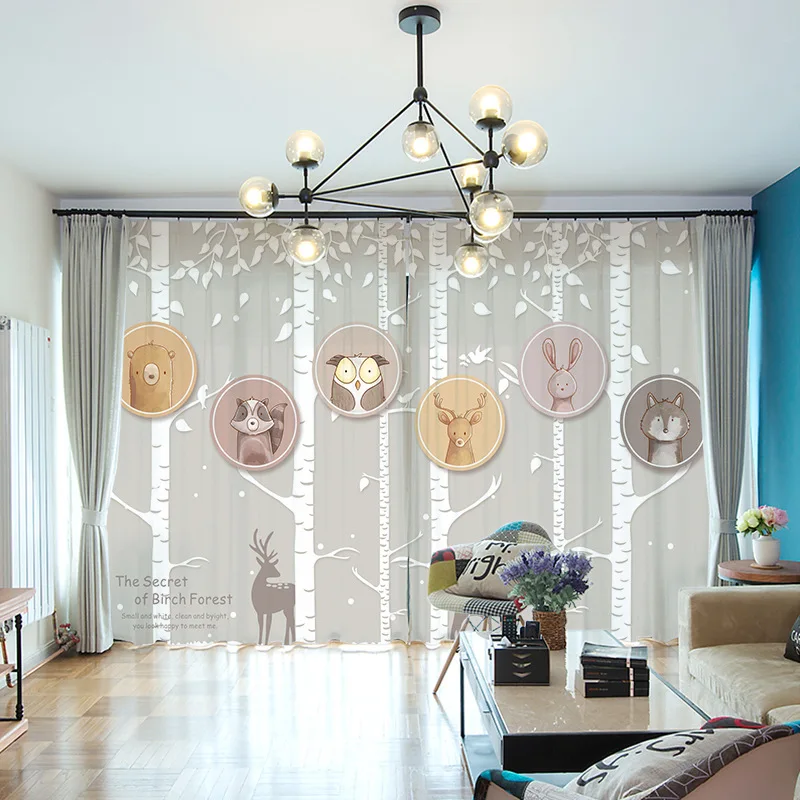 Home Decoration Luxury Window Chiffon Curtains Drape Panel Sheer Tulle Living Room Bedroom Grove Flower Sheer Curtains