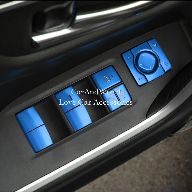 

For Toyota RAV4 XA50 2019-2025 Door Armrest Lift Button Trims Window Switch Sticker Cover Aluminum Alloy Car Interior Accessorie