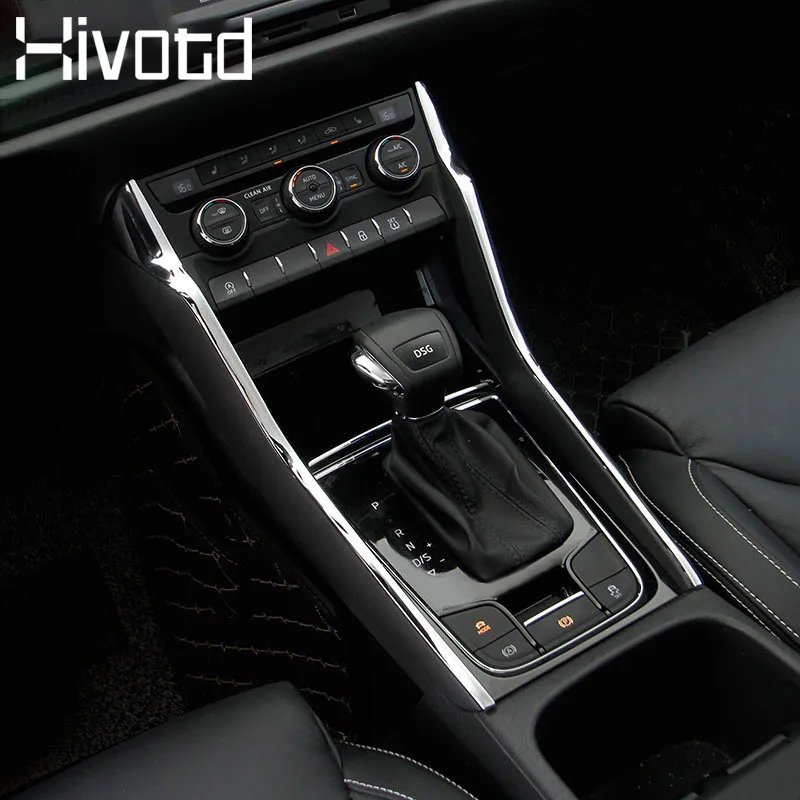 Hivotd dla skoda kodiaq 2017 2018 2019 akcesoria samochodowe konsola środkowa chromowana ochrona pasek dekoracyjny listwy wewnętrzne