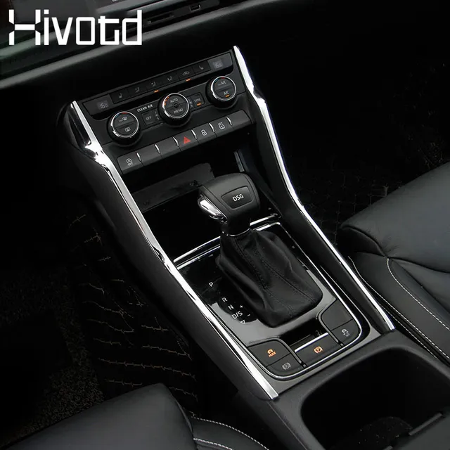 Hivotd dla skoda kodiaq 2017 2018 2019 akcesoria samochodowe konsola środkowa chromowana ochrona pasek dekoracyjny listwy wewnętrzne