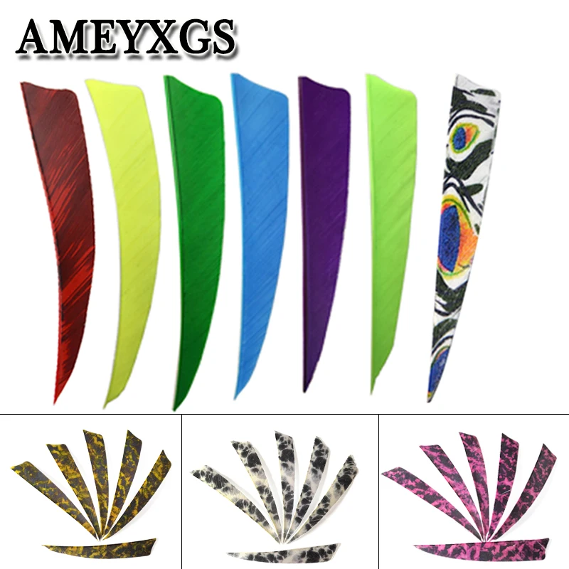 50/100pcs Archery 4inch Colorful Arrow Feathers Turkey Feather Shield Shape DIY Hunting Shooting Bow And Arrow  Accessories