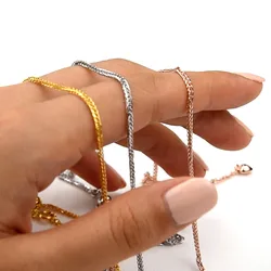 925 Sterling Silver Soft Foxtail Chain Men Women Necklace Golden Rose Gold Color Long 40 45 50 55 60 65 70 75 80 CM Wide 1.5 MM