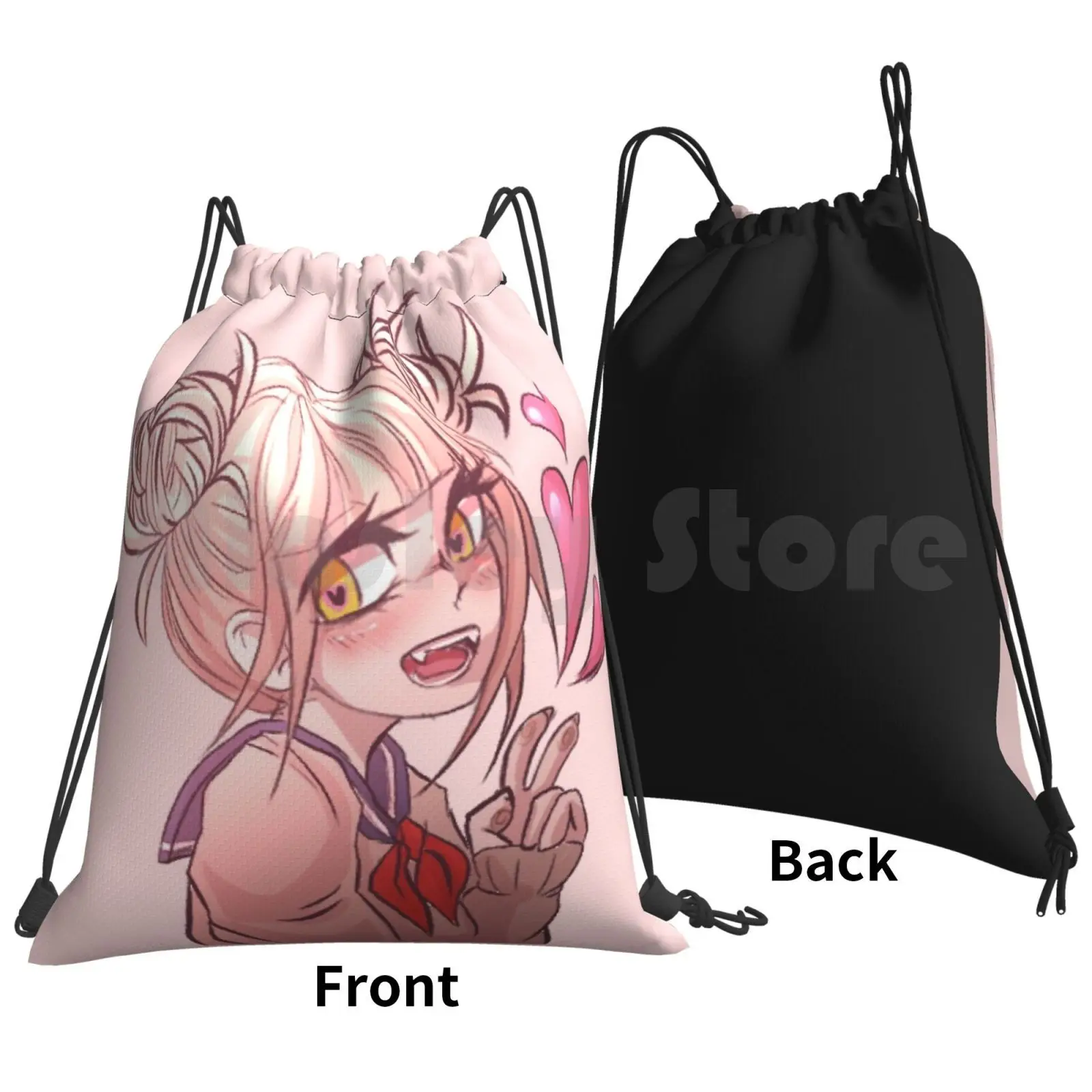 Hearts Backpack Drawstring Bags Gym Bag Waterproof Toga Himiko Toga Villain Schoolgirl Bnha Mha Boku No Hero Academia