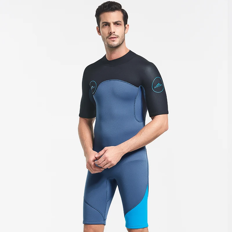 Tute da sub per uomo, mute corte, surf e nuoto, manica corta, Zip posteriore, costume intero per tenere al caldo, 2mm