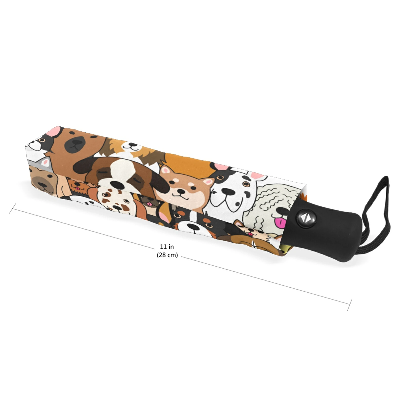 Doodle Dog Print Animal Umbrella Rain Women Three Folding Fully Automatic Umbrella Anti-UV Sun Protection With Black Coating