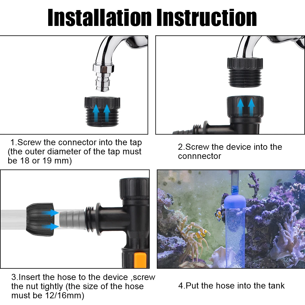 Water Changer Pump 3-Way Faucet Type Faucet Water Changer Plastic Fish Tank Cleaning Practical Splitter Watering Connector