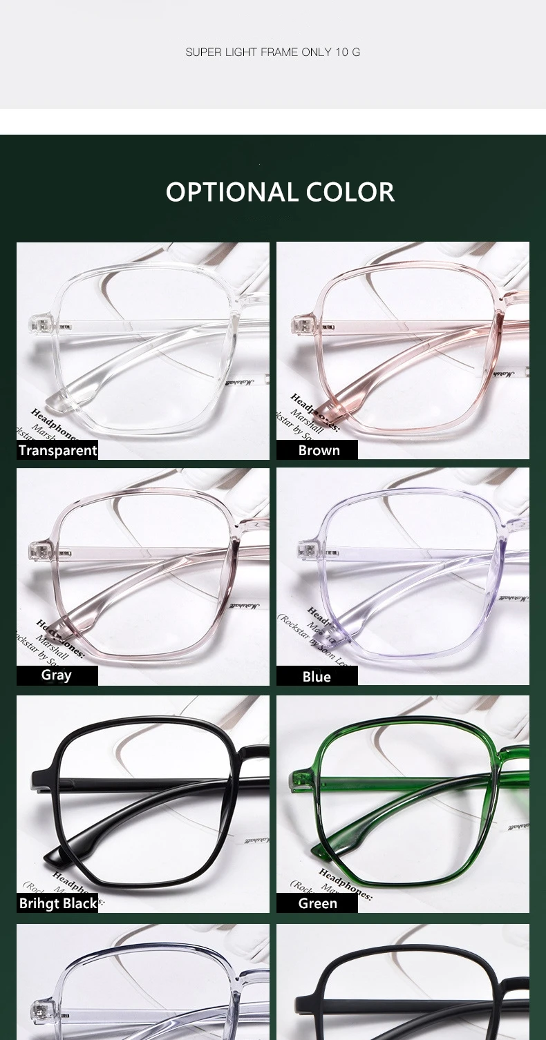 YIMARUILI Ultra-licht TR90 Brille Rahmen Große Gesicht Retro männer Myopie Optische Verordnung Dekorative Brillen Rahmen Frauen D147 – Detail 3