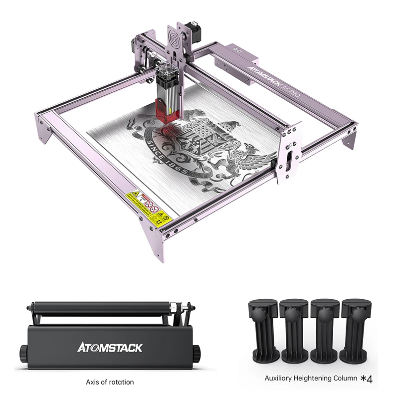 Atomstack a5 pro 40w máquina de gravura do laser máquina de gravura do gravador do lazer impressora com rolo giratório da y-linha central para latas garrafas de ovos