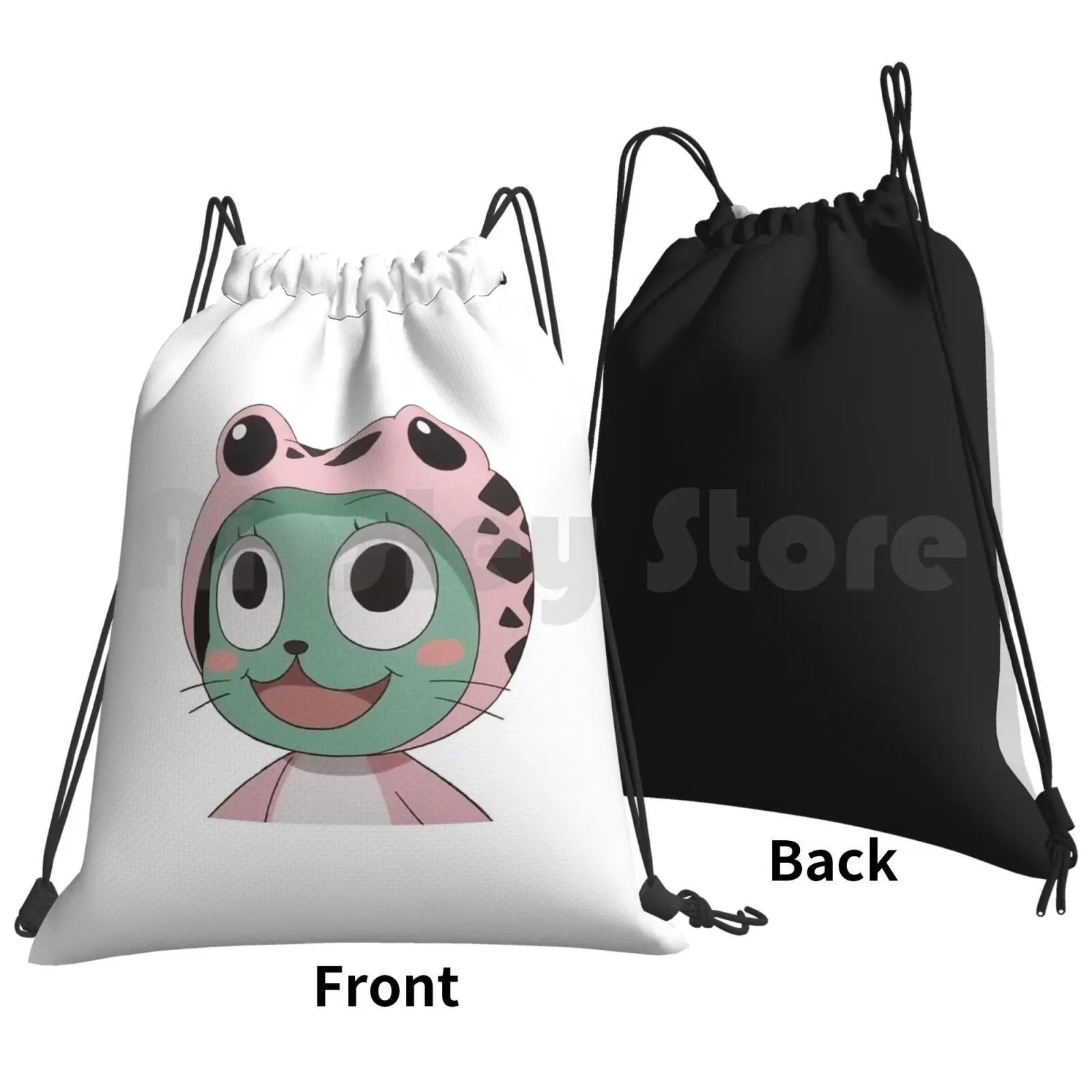 Happy Frosch Backpack Drawstring Bag Riding Climbing Gym Bag  Anime Anime Fairy Tail Fairy Tail Frosch Frosch Manga Manga