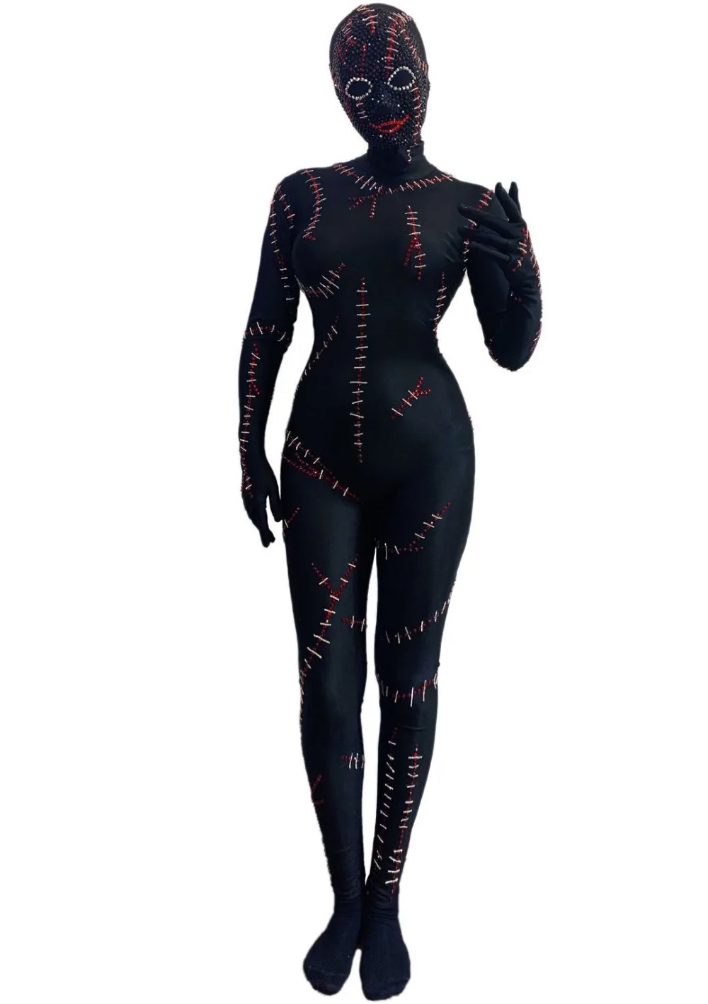 Ghost stage dance wear Black Halloween jumosuit Party Horror Cosplay Costume