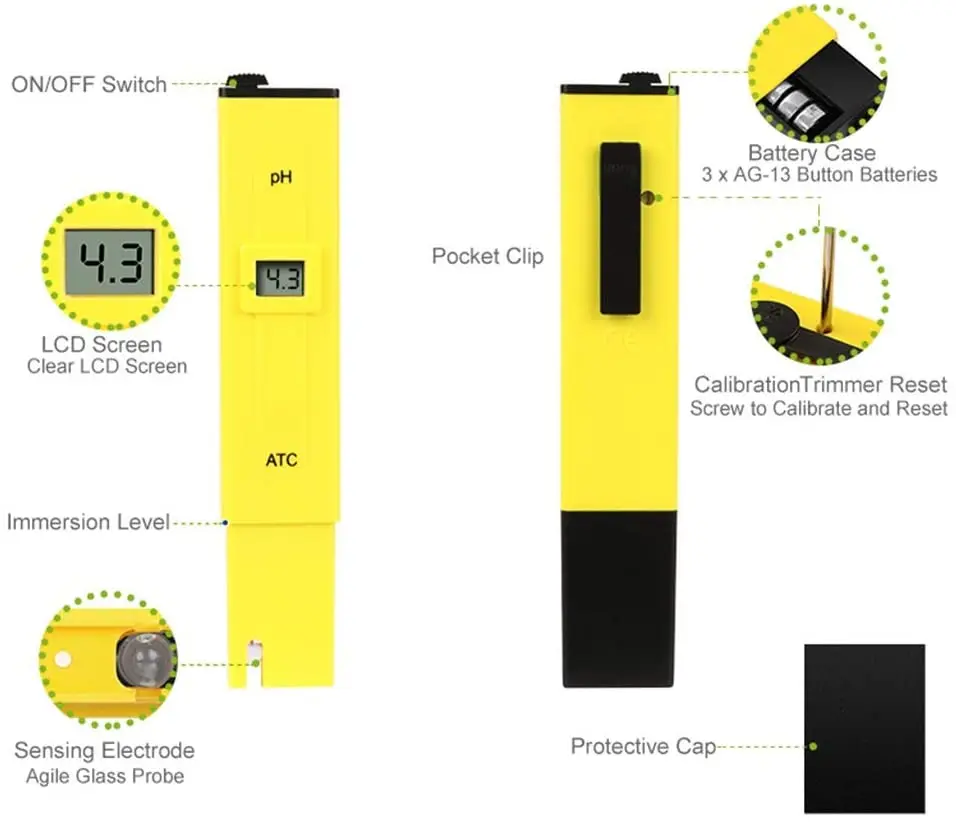 Digital PH Meter 0.01 High Accuracy Quality 0-14 Measurement Range with ATC for Household Drinking Water,Aquarium