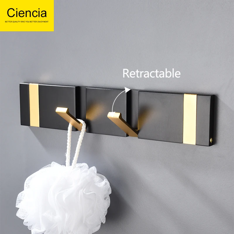 

Ciencia Space Aluminum Hook Rack Nail Free Hidden Hooks Black Retractable Kitchen Hooks No Drilling Coat Hooks Waterproof