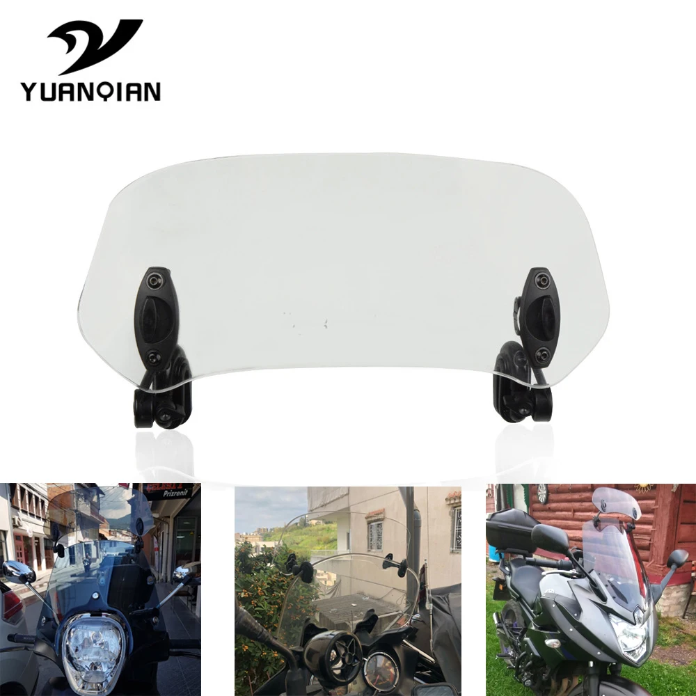 

Motor Risen Adjustable Windshield Spoiler Air Clip On Windscreen Deflector FOR kawasaki J300 Suzuki V-Strom 650 1000 VanVan 200