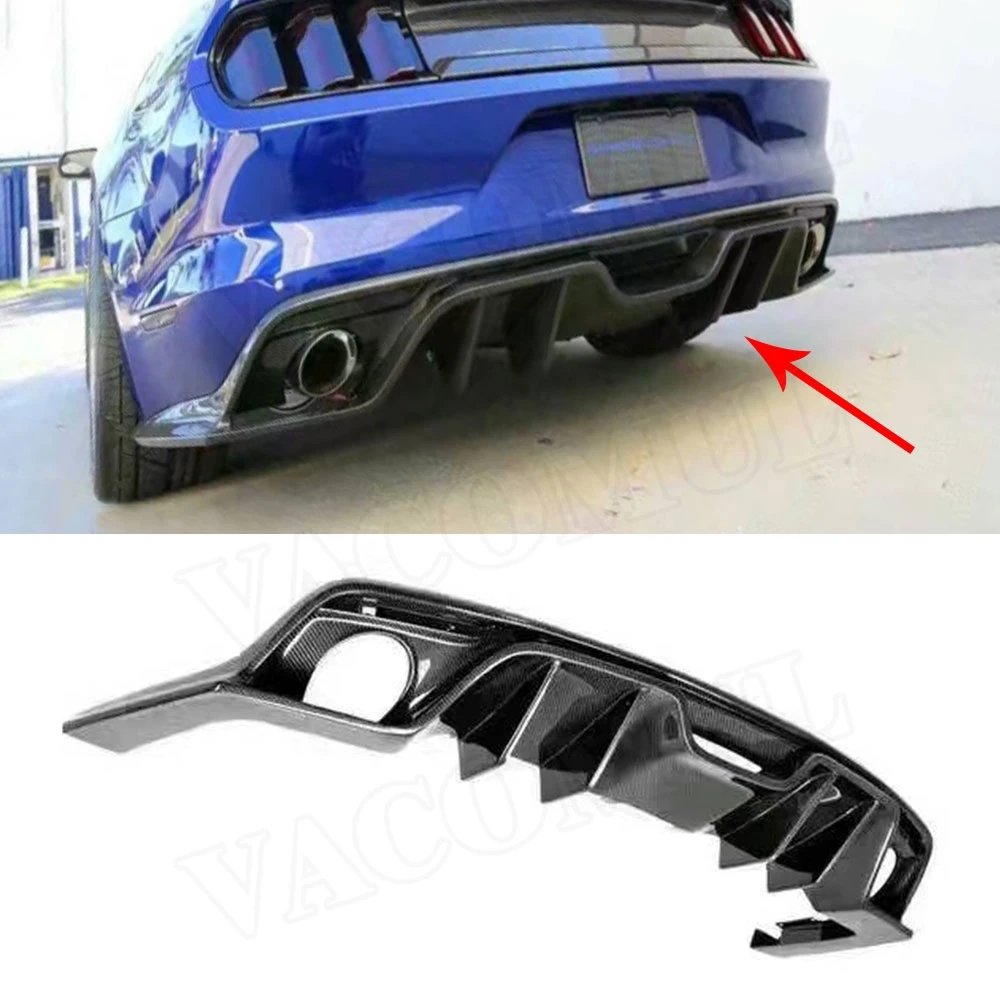 

Carbon Fiber Black Rear Bumper Diffuser Lip Spoiler for Ford Mustang Coupe Convertible 2 Door 2015-2017 Car Bumper Skid Plate