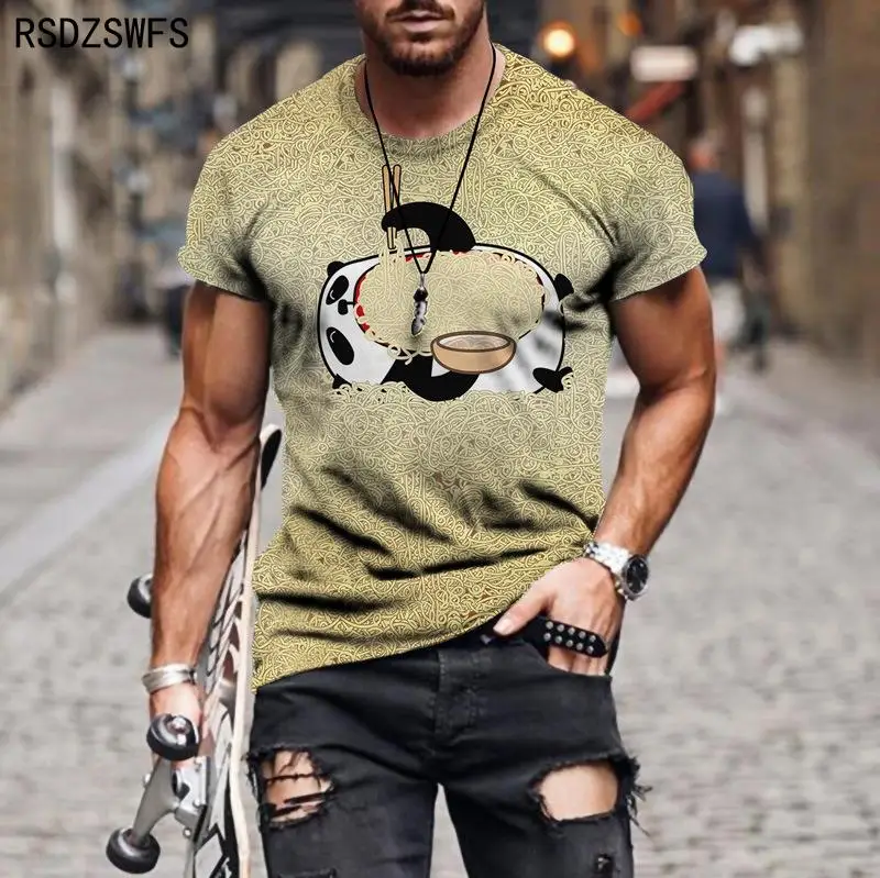 2021 Summer 3D Printing T-Shirt Panda Painting Men\'s Short Sleeves Trendy Menswear Entleman Style Design Casual Tshirt Tops Tees