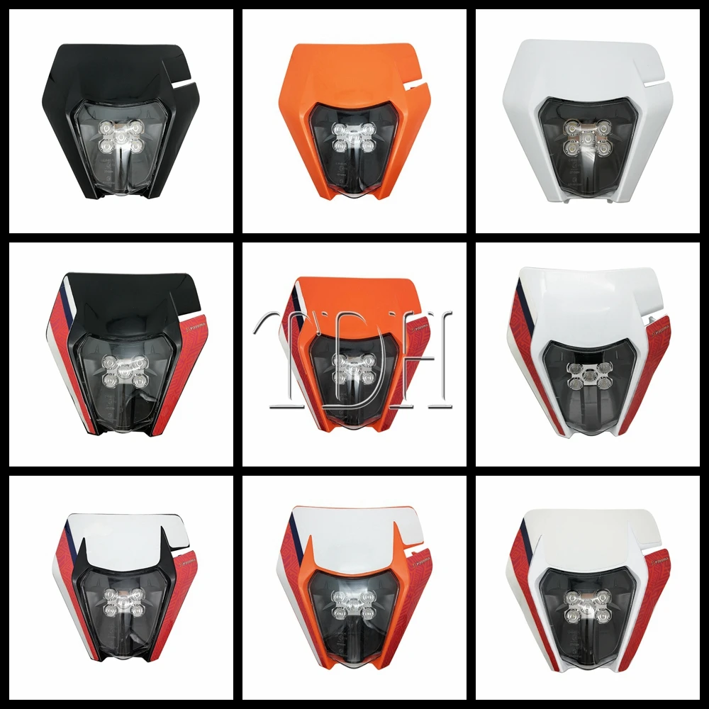 White Dirt Bike Motorcycle Headlight LED Head Lamp Fairing For TC FE FC 250 350 450 Yamaha CRF YZF DRZ KLX Enduro Running Light