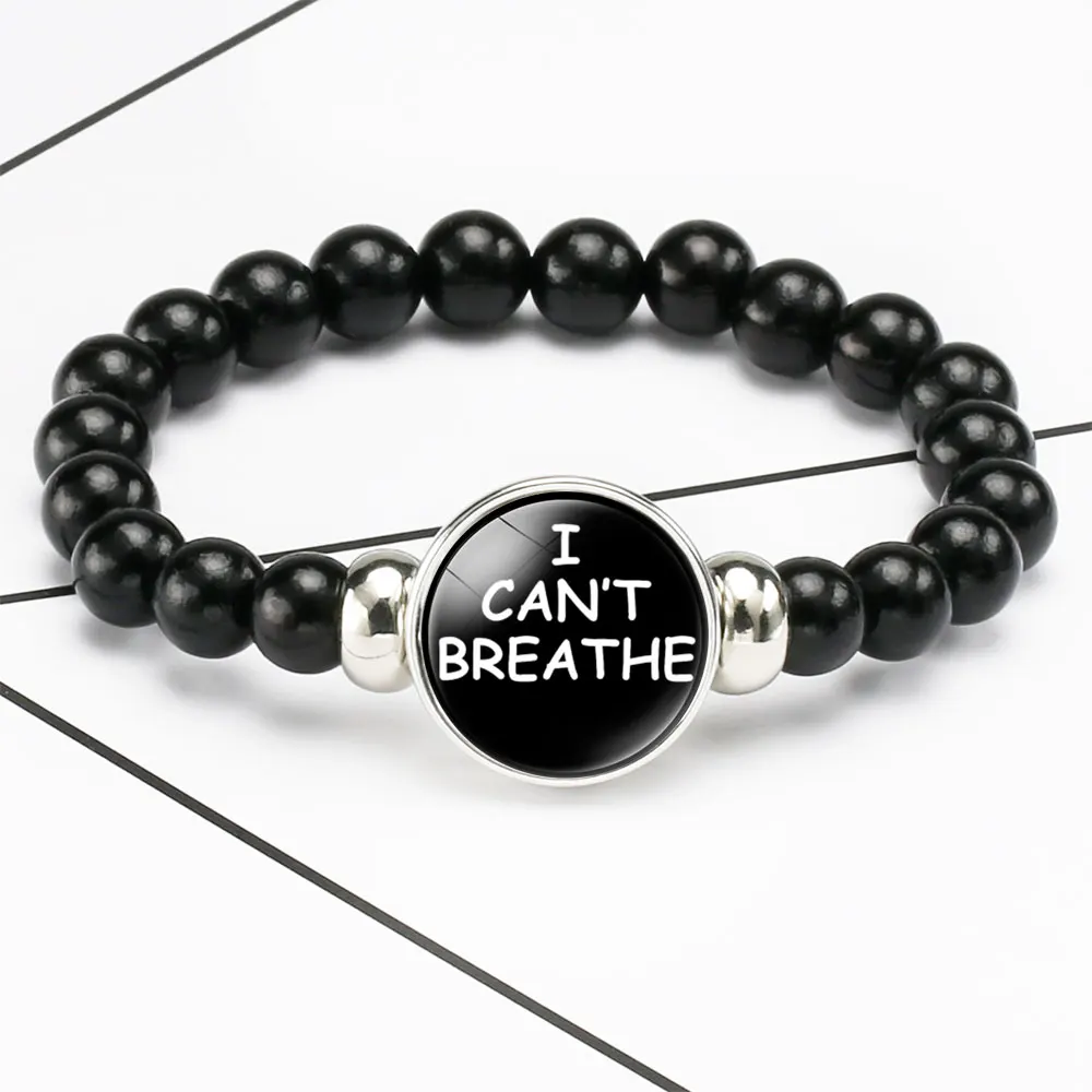 10PCS/lot  I Can't Breathe Black Lives Matter I Have A Dream Beaded Bracelet 18mm Snap Buttons Women for Men bracelets Jewelry