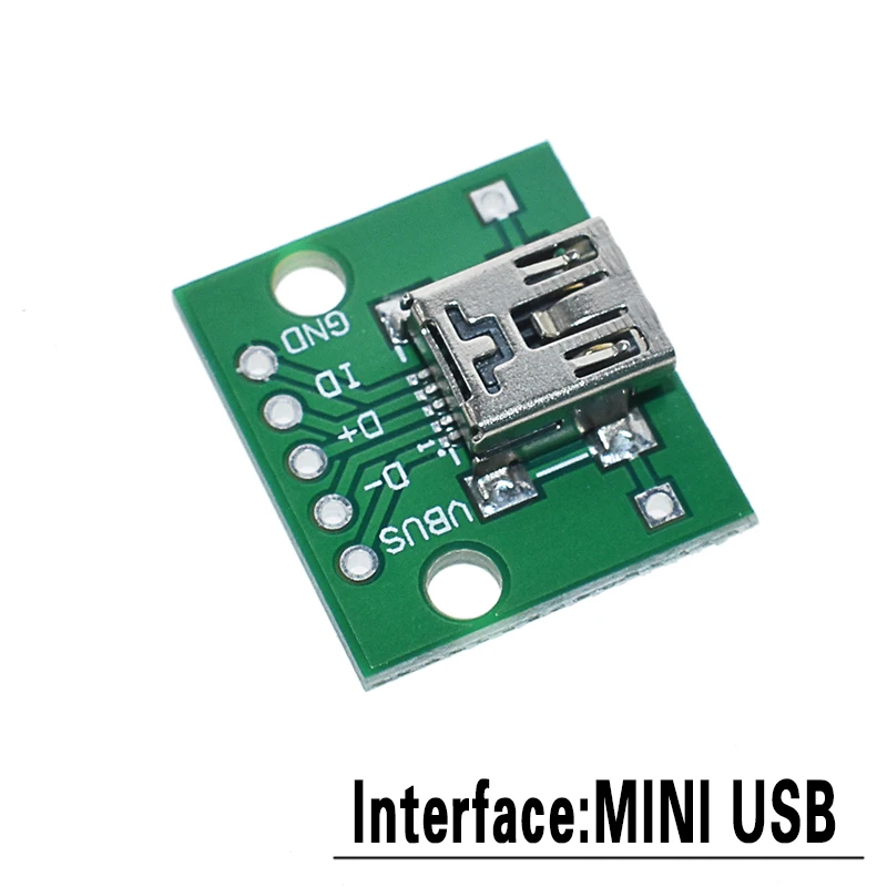 5PCS USB Male Connector / MINI MICRO USB to DIP Adapter female connector 2.54 Connector B Type-C USB2.0 3.0 Female PCB Converter image 2