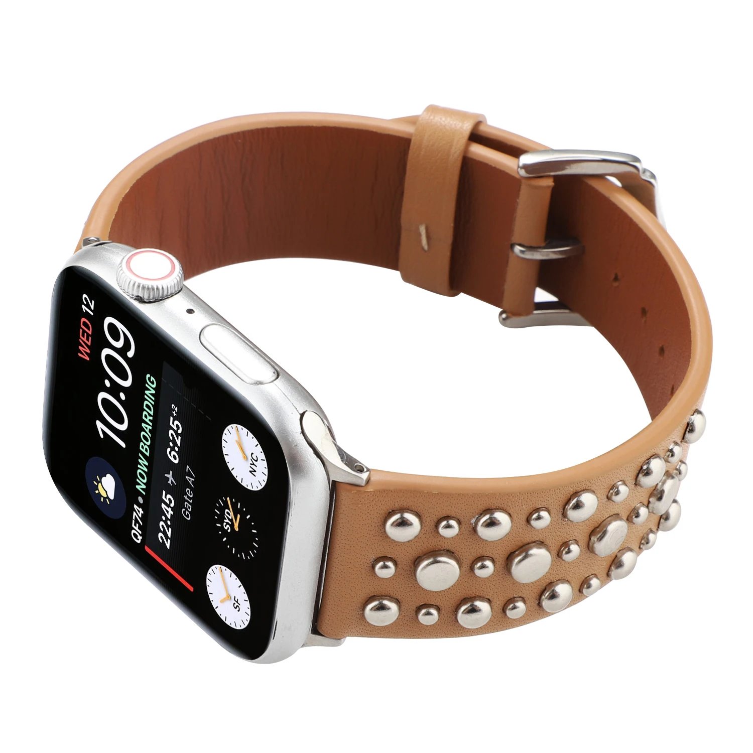 Rivets Band for Apple Watch 44/42mm Sport Loop Strap Correa Iwatch Series 5/4/3/2/1 38mm 40mm Bracelet Apple Watch Leather Belt