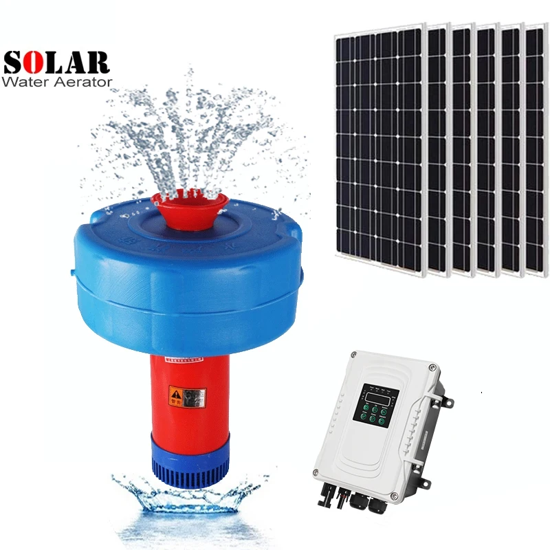 hot sale 48v 72V 96V750w solar aerators for shrimp pond dc pumps for fish ponds floating water solar pump