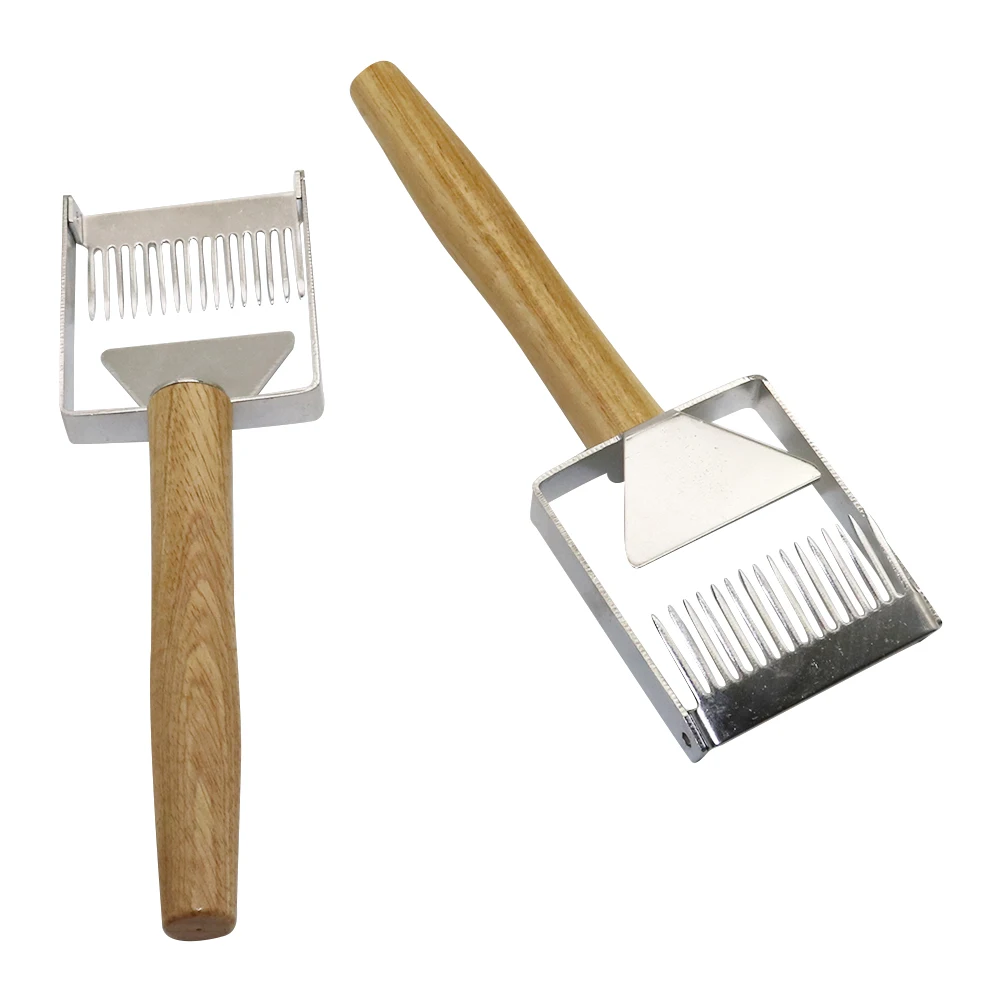 

Stainless Steel Beekeeping Tools Honey Cutter Uncapping Scraper Bee Hive Honeycomb Scraper Equipment Wooden Handle Fork Shovel