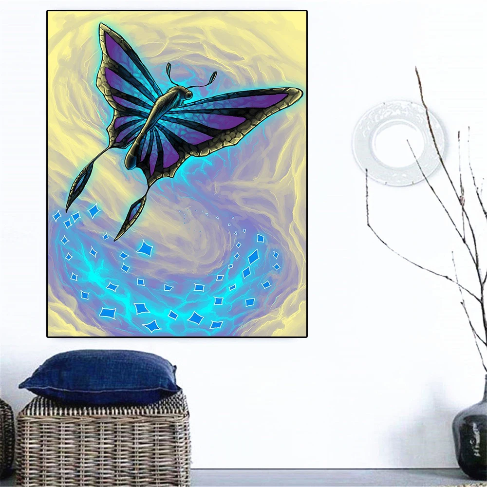 5D DIY Diamond Embroidery Blue Butterfly That Glows Diamond Painting Cross Stitch Full Square Diamond Mosaic Decoration Animals