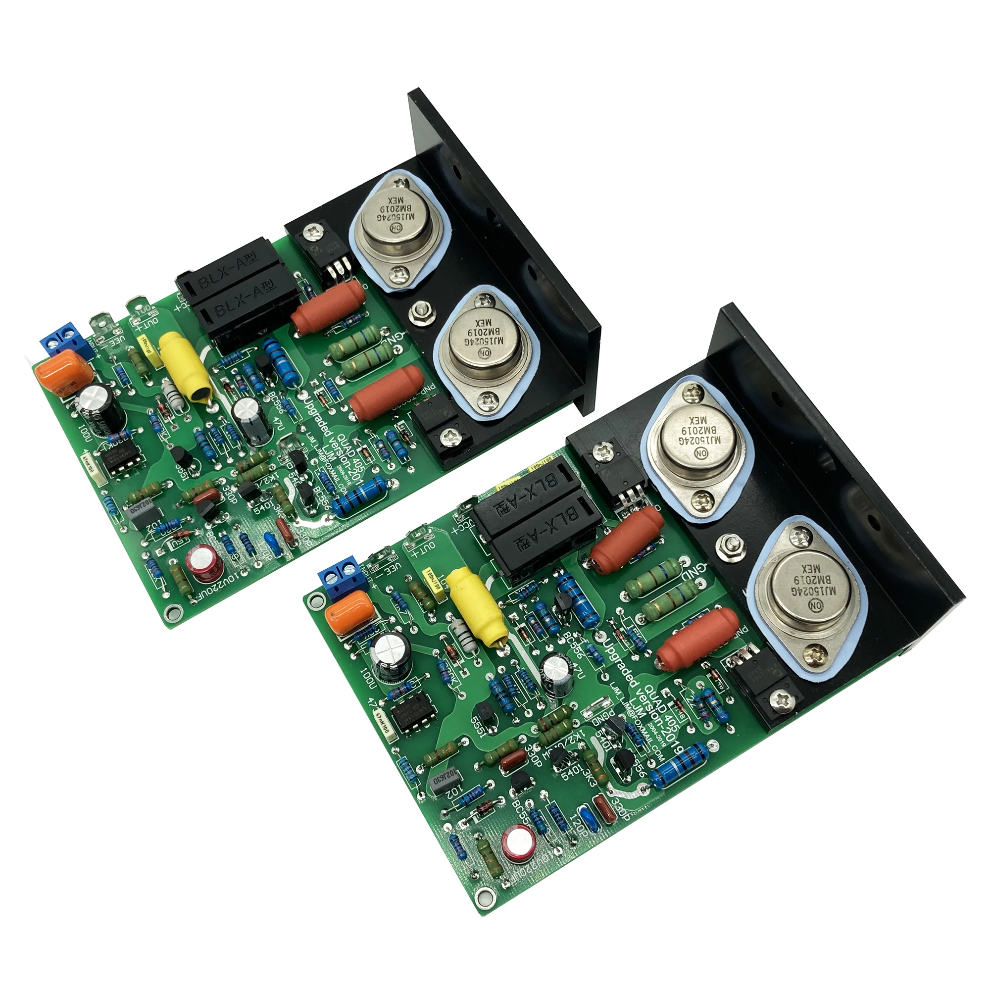 LJM QUAD405 CLONE MJ15024 100W 8R One Pair DIY KITS Finished Baord Dual Channel Amplifier Board w/Angle Aluminum