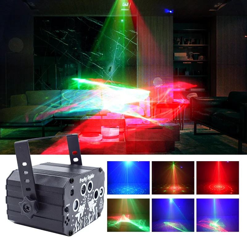 Northern Lights Laser Projector Light Voice Control RGB Strobe Effect Stage Light For Party Show DJ Home KTV Disco Lamps 2022