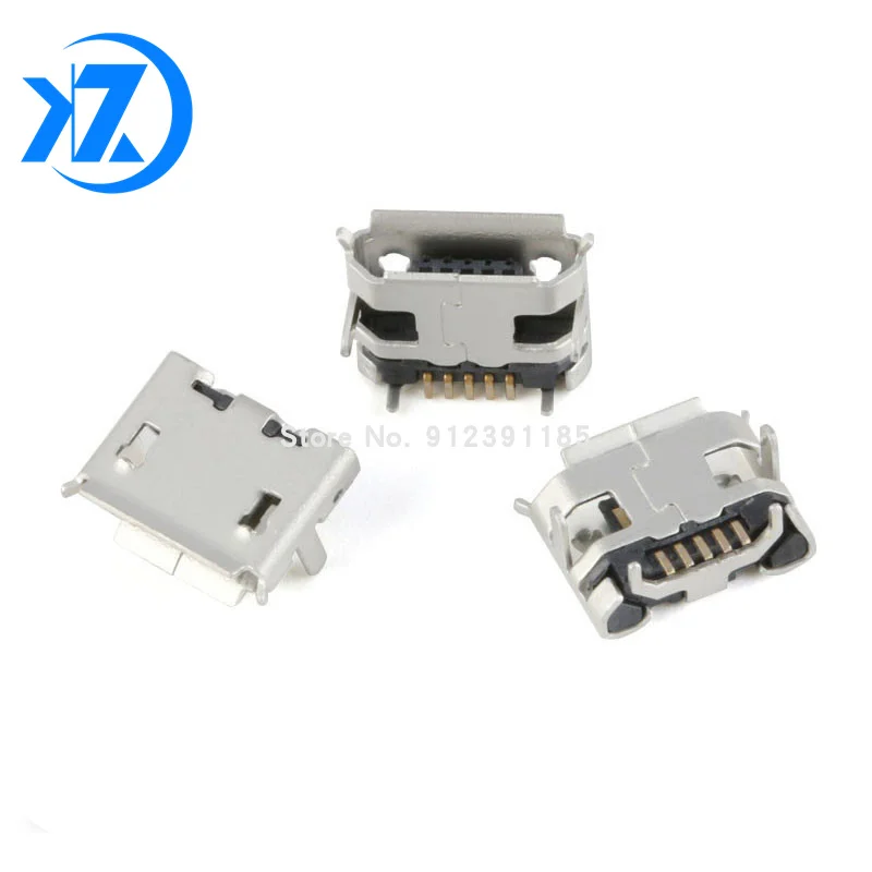 10Pcs Micro USB Type B Female 5Pin SMT Socket Jack Connectors Port PCB Board