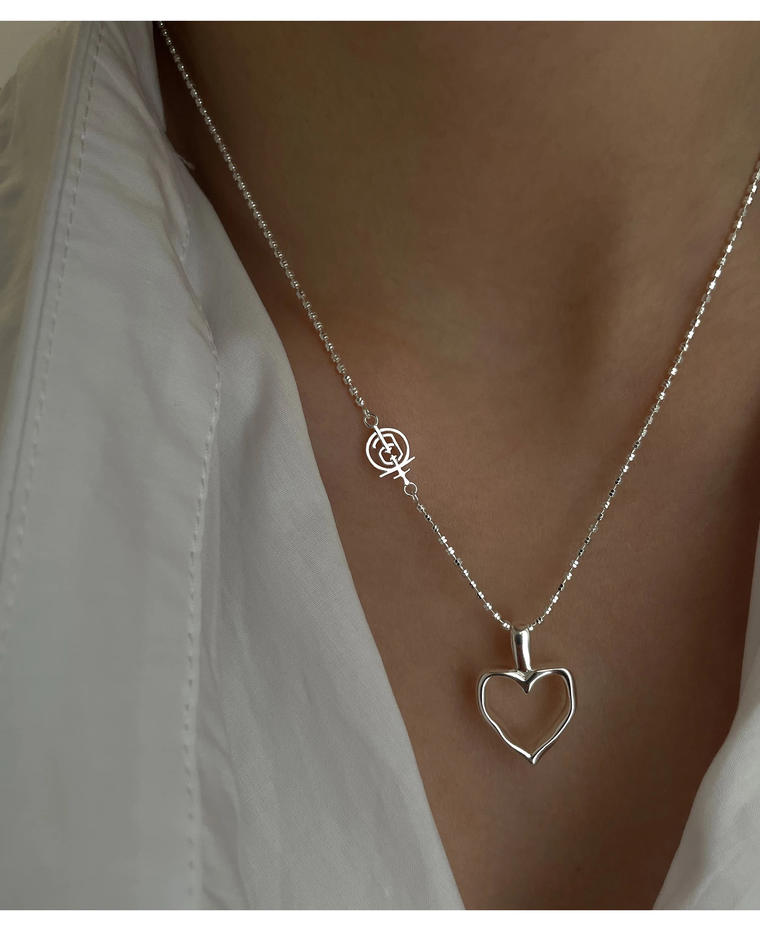 2023 New trend S925 Silver Heart chain simple necklace for women  fashion jewelry