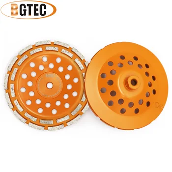 BGTEC 2pcs M14 Dia180mm diamond double row grinding cup wheel polishing tile concrete granite marble angle grinder milling disc