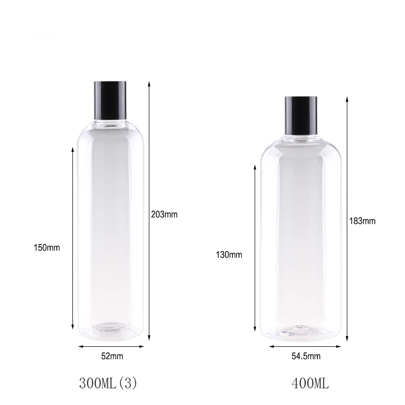 300ml 400ml x 20 recipiente cosmético transparente plástico recipiente de embalagem cosmética óleo de massagem shampoo líquido garrafas pet