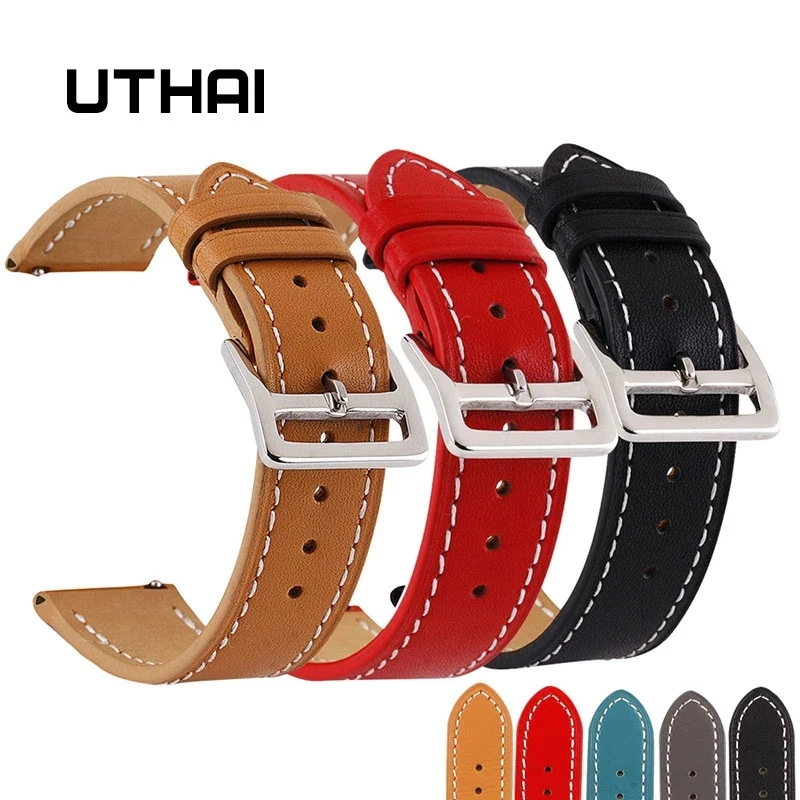 UTHAI Z25 Geniune Calf Leather watch Strap 20mm 22mm High-end For-Hermes Bracelet 18-24mm For Samsung Gear S3 Watch Band