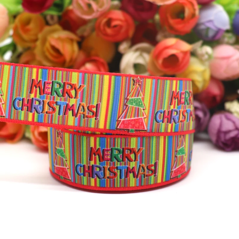 5 Yards 7/8'  22MM Christmas Day Printed Grosgrain Ribbons For Hair Bows DIY Handmade Materials Y2020091202