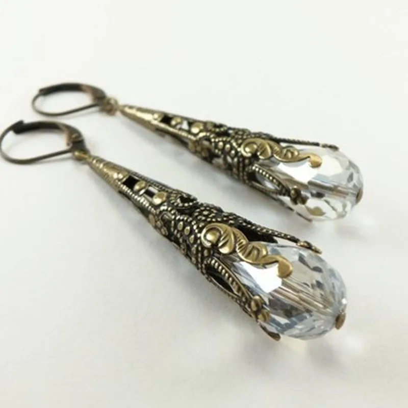 Peridot Earrings Long Dangle Earrings Brass  Earrings Champagne Crystal Earrings