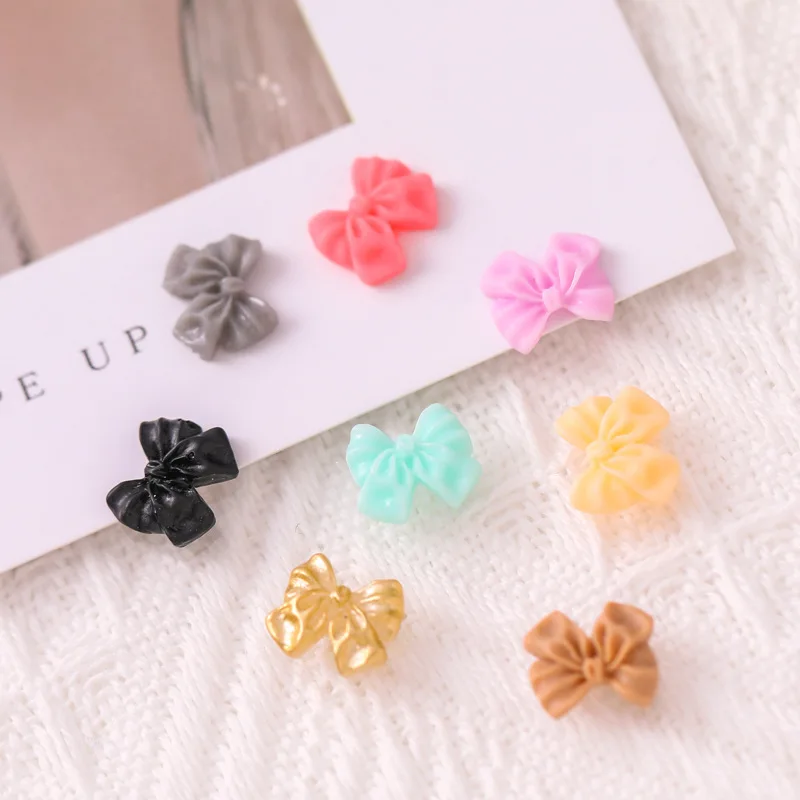 30pcs 9*11New Nail Art Bowknot Three-dimensional Scrub Simple Bow Tie Girl Heart Nails Elegant Small Mini Nail Jewelry