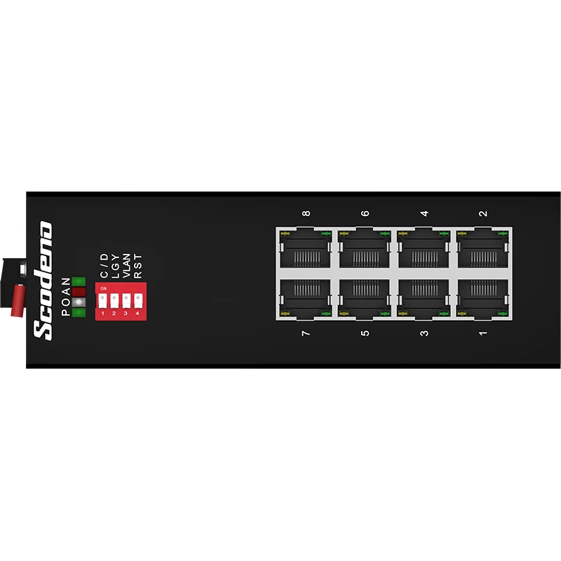 Scodeno 8-Port Gigabit Industrial Switch Unmanaged Plug and Play DIN-rail