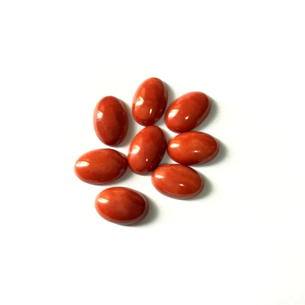 Wholesale 2pcs Natural Orange Coral Bead Cabochon,6mm 8x12mm 10x14mm Oval Sea Bamboo Coral Bead Cabochon Ring Face For Jewelry