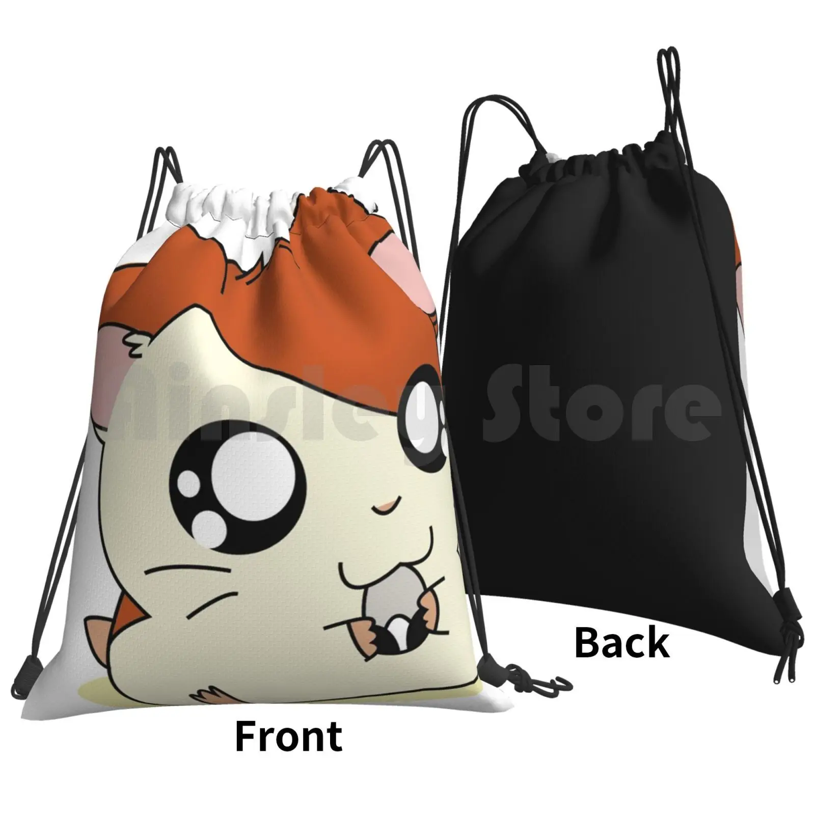 Hamtaro Backpack Drawstring Bag Riding Climbing Gym Bag Hamtaro Anime Manga Kids Cartoons Cute Hamster