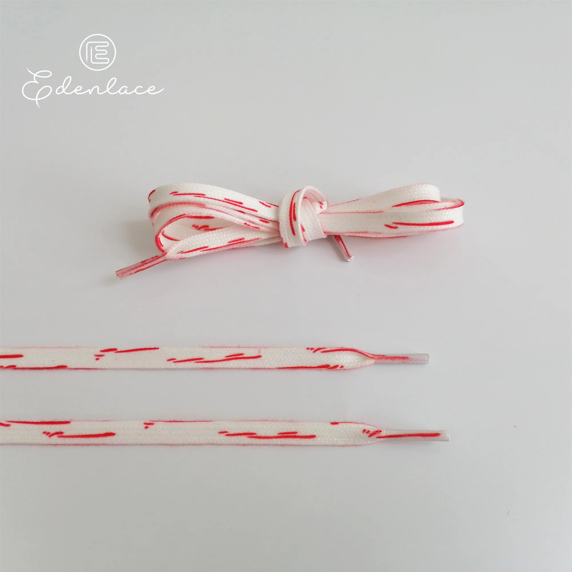 Red Stripe With White SHOELACE For Sneakers Flat Polyster Printing Graffiti Shoelaces Doodling Shoelace Cotton Bootlace