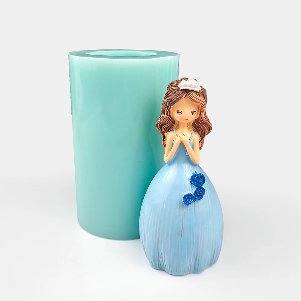 

3D little Girl Wishing Angel Moulds Princess Molds Wedding Candles Silicone Candle Mold Clay Resin Moulds