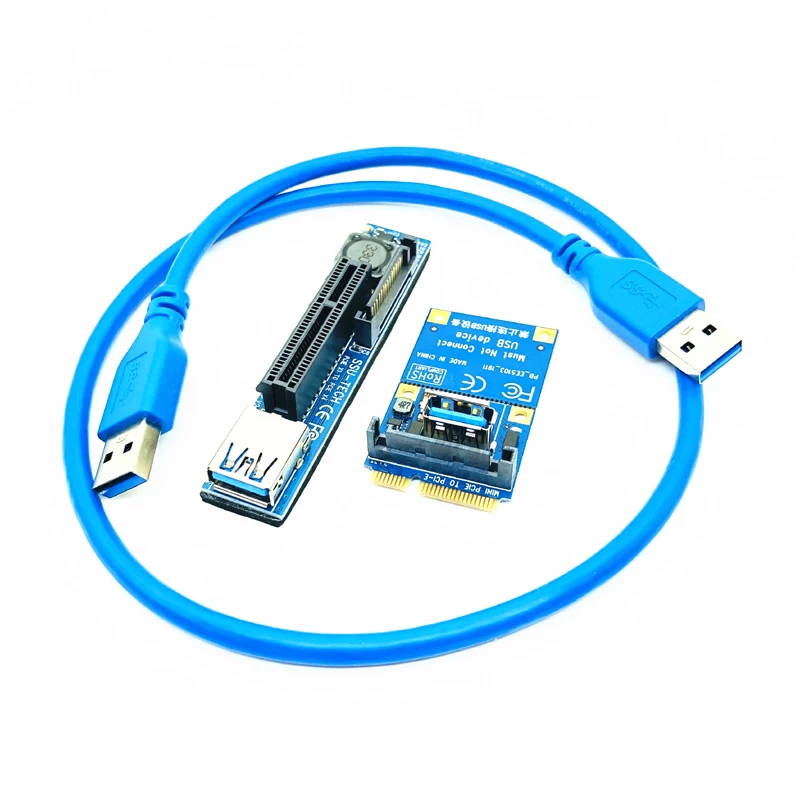 Mini PCIE to PCI-E X4 Slot Riser Card Port Adapter PC Graphics Card Connector with 60CM USB3.0 Extension Cable PCI Express Riser